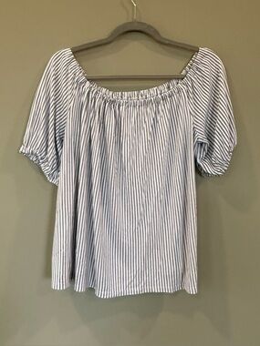 LOFT Black and White Striped Off-Shoulder Tunic